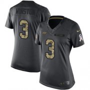 Wholesale Cheap Nike Buccaneers #3 Jameis Winston Black Women's Stitched NFL Limited 2016 Salute to Service Jersey