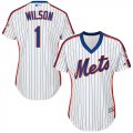 Wholesale Cheap Mets #1 Mookie Wilson White(Blue Strip) Alternate Women's Stitched MLB Jersey