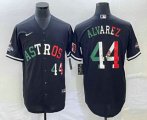 Wholesale Cheap Men's Houston Astros #44 Yordan Alvarez Number Mexico Black Cool Base Stitched Baseball Jersey