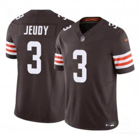 Cheap Men\'s Cleveland Browns #3 Jerry Jeudy Brown 2023 F.U.S.E. Vapor Limited Football Stitched Jersey