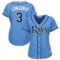 Wholesale Cheap Rays #3 Evan Longoria Light Blue Alternate Women's Stitched MLB Jersey