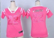 Wholesale Cheap Nike Cowboys #22 Emmitt Smith Pink Women's Stitched NFL Elite Draft Him Shimmer Jersey