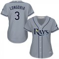 Wholesale Cheap Rays #3 Evan Longoria Grey Road Women's Stitched MLB Jersey