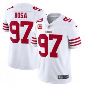 Wholesale Cheap Men\'s San Francisco 49ers 2022 #97 Nike Bosa White Scarlet With 1-star C Patch Vapor Untouchable Limited Stitched Football Jersey