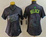 Cheap Women'sTampa Bay Rays #21 Jonny DeLuca Charcoal 2024 City Connect Limited Stitched Jersey
