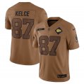 Wholesale Cheap Men's Kansas City Chiefs #87 Travis Kelce 2023 Brown Salute To Service Limited Football Stitched Jersey
