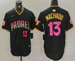 Cheap Men's San Diego Padres #13 Manny Machado Number Black 20th Anniversary Cool Base Stitched Jersey