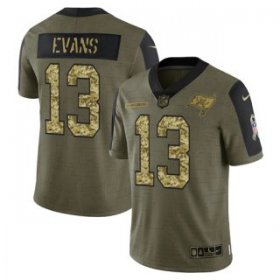 Wholesale Cheap Men\'s Olive Tampa Bay Buccaneers #13 Mike Evans 2021 Camo Salute To Service Limited Stitched Jersey