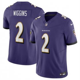 Cheap Men\'s Baltimore Ravens #2 Nate Wiggins Purple 2024 Draft F.U.S.E. Vapor Limited Football Jersey